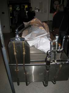 Body on the autopsy table at the Vancouver Police Museum