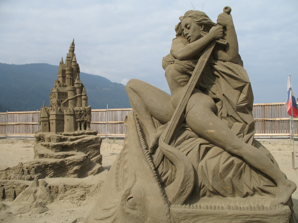 Sand sculptures at Harrison Lake, BC, September 2008