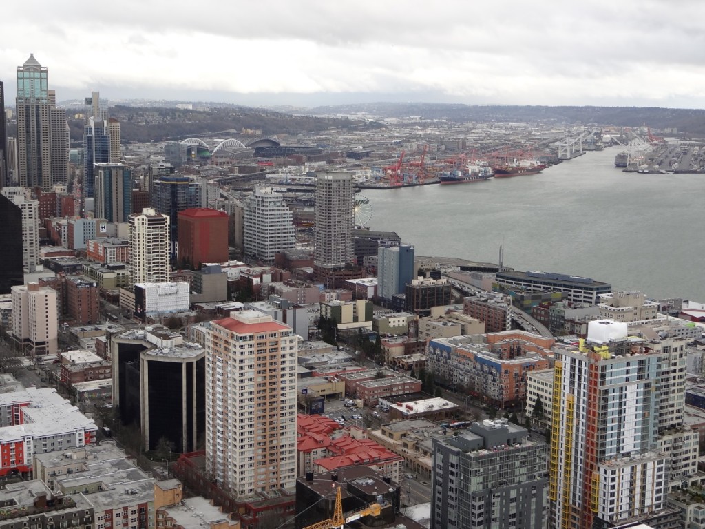 View of downtown Seattle from the Space Needle. Photograph Copyright – Philip Harris, 2014. All Rights Reserved.