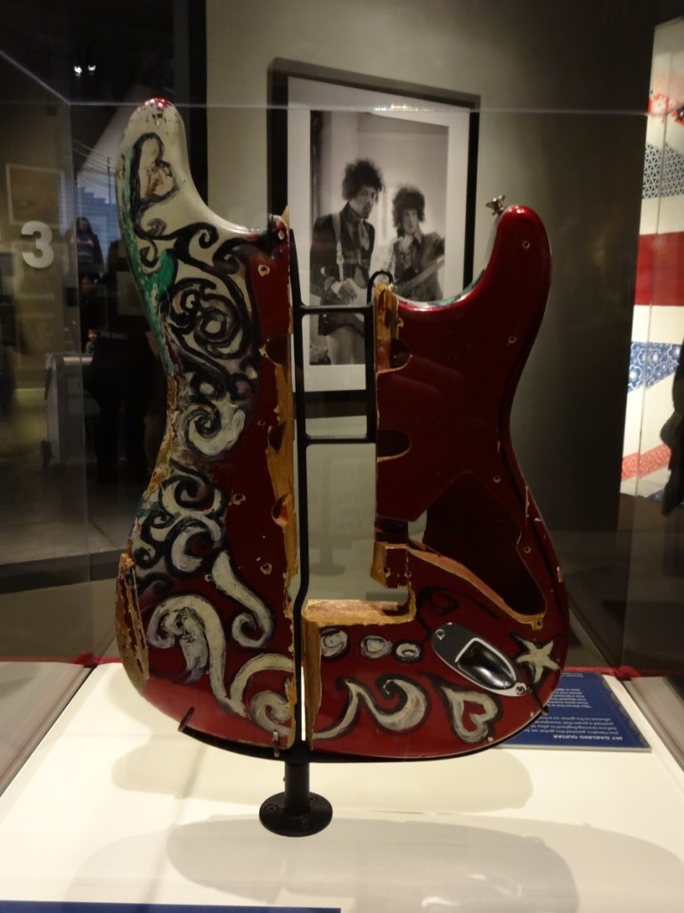 Remnants of the guitar destroyed by Jimi Hendrix at his farewell London gig, 4th June, 1967 Taken at EMP Museum, Seattle - March 2014 Photograph Copyright – Philip Harris, 2014. All Rights Reserved